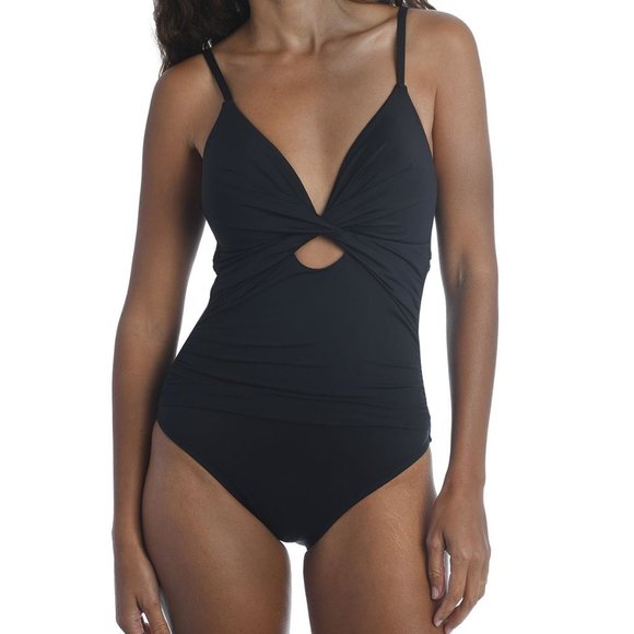 La Blanca Twist-Front Keyhole One-Piece Swimsuit -Black - Picture 9 of 9